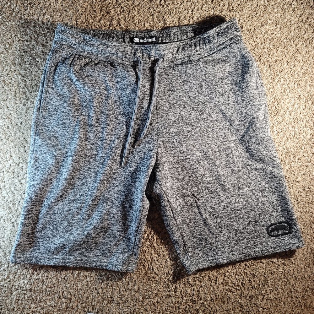 Ecko Unltd. 10" Fleece Shorts Men's Size Medium Heather Grey Below Knee